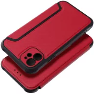   Xiaomi Redmi 14C / Poco C75, Oldalra nyíló tok, légpárnás sarok, bőrhatású, karbon minta, Razor Book, piros