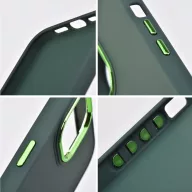  Xiaomi Redmi 12 4G / 12 5G / Note 12R, Szilikon tok, közepesen ütésálló, fémhatású kamera keret, Frame Case, zöld