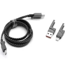 USB Type-C / USB töltő- és adatkábel 4in1, USB Type-C / Lightning, 100 cm, 3000 mA, 60W, változtatható töltőfej, törésgátló, lapos, gyorstöltés, cipőfűző minta, Forcell F-Energy C241, szürke
