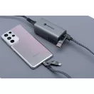 USB Type-C / USB töltő- és adatkábel 4in1, USB Type-C / Lightning, 100 cm, 3000 mA, 60W, változtatható töltőfej, törésgátló, lapos, gyorstöltés, cipőfűző minta, Forcell F-Energy C241, szürke