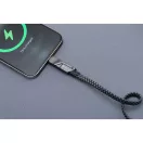 USB Type-C / USB töltő- és adatkábel 4in1, USB Type-C / Lightning, 100 cm, 3000 mA, 60W, változtatható töltőfej, törésgátló, lapos, gyorstöltés, cipőfűző minta, Forcell F-Energy C241, szürke