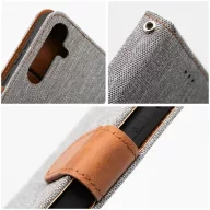   Xiaomi Redmi Note 14 5G (Global), Oldalra nyíló tok, stand, kártyatartóval, farmer minta, Jeans Book, szürke