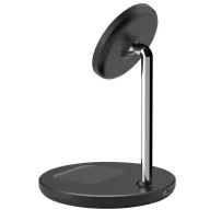   Univerzális vezeték nélküli töltő állomás 2in1, Qi Wireless, 15W, asztali tartó, mágneses, MagSafe kompatibilis, Tech-Protect QI15W-A39, fekete