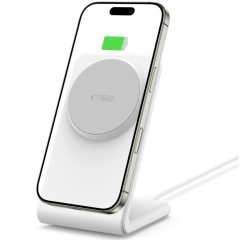   Univerzális vezeték nélküli töltő állomás, Qi Wireless, 15W, asztali tartó, mágneses, MagSafe kompatibilis, Tech-Protect QI15W-A38, fehér
