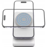   Univerzális vezeték nélküli töltő állomás, Qi Wireless, 15W, asztali tartó, mágneses, MagSafe kompatibilis, Tech-Protect QI15W-A38, fehér