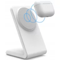   Univerzális vezeték nélküli töltő állomás, Qi Wireless, 15W, asztali tartó, mágneses, MagSafe kompatibilis, Tech-Protect QI15W-A38, fehér