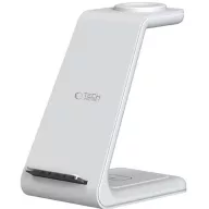   Univerzális vezeték nélküli töltő állomás 3in1, Qi Wireless, 10W, asztali tartó, Apple eszközökhöz, Tech-Protect QI15W-A36, fehér