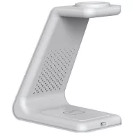   Univerzális vezeték nélküli töltő állomás 3in1, Qi Wireless, 10W, asztali tartó, Apple eszközökhöz, Tech-Protect QI15W-A36, fehér