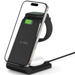   Univerzális vezeték nélküli töltő állomás 3in1, Qi Wireless, 10W, asztali tartó, Apple eszközökhöz, Tech-Protect QI15W-A36, fekete