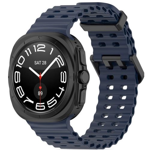 Samsung Galaxy Watch Ultra (47mm) SM-L705, szilikon pótszíj, állítható, hullámos kialakítás, TP IconBand Pro, sötétkék