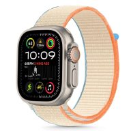   Apple Watch 4-6, SE, SE (2022), SE (2025) (38 / 40 mm) / Watch 7-9 (41 mm) / Watch 10-11 (42 mm), textíl pótszíj, nylon, állítható, légáteresztő, TP Nylon, krém