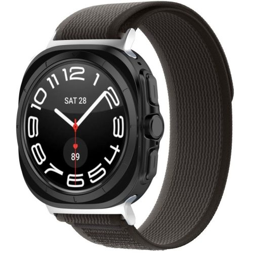 Samsung Galaxy Watch Ultra (47mm) SM-L705, textíl pótszíj, nylon, állítható, légáteresztő, TP Nylon, fekete/narancssárga