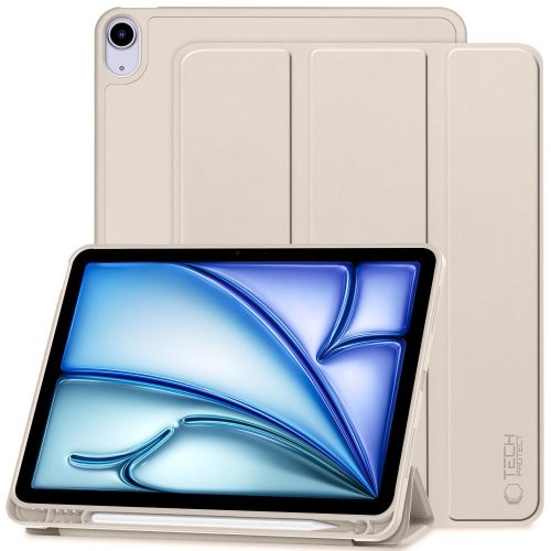 Apple iPad Air (2020 / 2022) / iPad Air 11 (2024), mappa tok, közepesen ütésálló, érintőceruza tartó, érintőceruza nélkül, Smart Case, TP SC Pen Holder, bézs