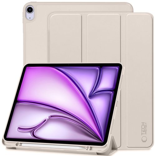 Apple iPad Air 13 (2024), mappa tok, közepesen ütésálló, érintőceruza tartó, érintőceruza nélkül, Smart Case, TP SC Pen Holder, bézs