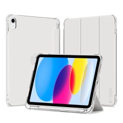   Apple iPad 10.9 (2022) / iPad 11 (2025), mappa tok, közepesen ütésálló, érintőceruza tartó, érintőceruza nélkül, színes átlátszó hátlap, Smart Case, TP SC Pen Holder Hybrid, ezüst