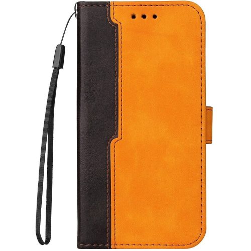 Samsung Galaxy S25 Plus SM-S936, Oldalra nyíló tok, stand, kártyatartóval, kézpánttal, Wooze Colour Wallet, narancssárga