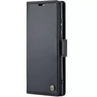   Samsung Galaxy S25 Plus SM-S936, Oldalra nyíló tok, stand, kártyatartóval, RFID technológiával, Wooze CaseME, fekete