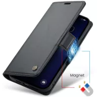   Samsung Galaxy S25 Plus SM-S936, Oldalra nyíló tok, stand, kártyatartóval, RFID technológiával, Wooze CaseME, fekete