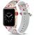 Apple Watch 4-6, SE, SE (2022) (42 / 44 mm) / Watch 7-9 (45 mm) / Watch Ultra 1-2 (49 mm), bőr pótszíj, állítható, virág minta, F5, Xprotector, mintás/fehér