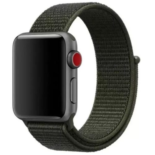 Apple Watch 4-6, SE, SE (2022) (38 / 40 mm) / Watch 7-9 (41 mm), textíl pótszíj, tépőzáras, állítható, Xprotector, sötétzöld