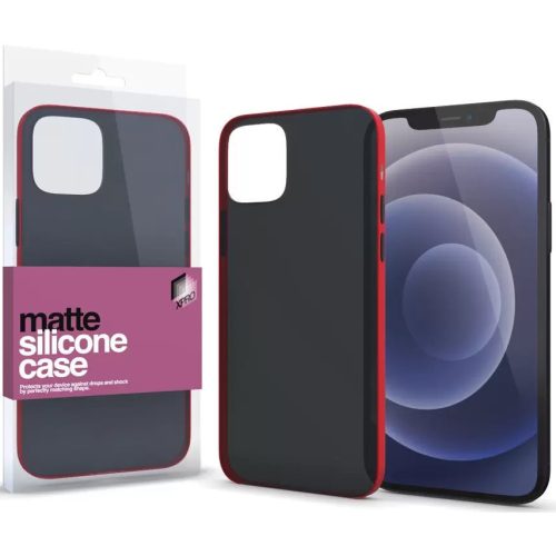 Apple iPhone 11, Szilikon tok, színes gombokkal, Xprotector Matte, áttetsző/piros