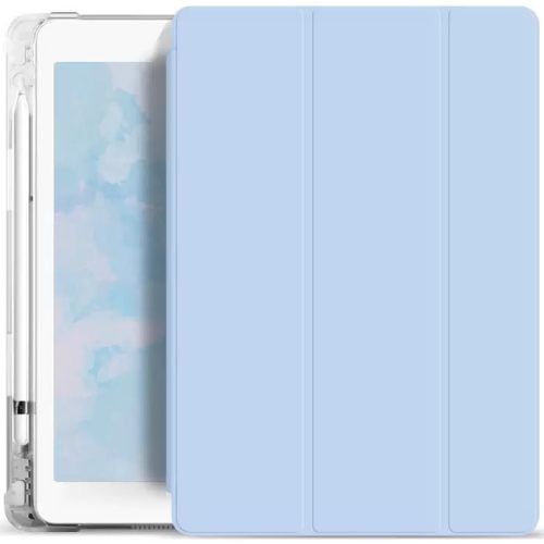 Apple iPad 10.2 (2019 / 2020 / 2021), mappa tok, Apple Pencil tartóval, átlátszó szilikon hátlap, Smart Case, Xprotector Smart Book Flip, világoskék