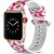 Apple Watch 4-6, SE, SE (2022) (38 / 40 mm) / Watch 7-9 (41 mm), bőr pótszíj, állítható, virág minta, F3, Xprotector, mintás/rózsaszín