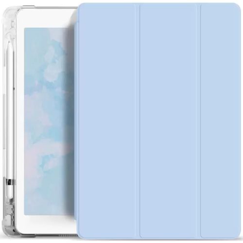 Apple iPad Air (2020 / 2022) / iPad Air 11 (2024), mappa tok, Apple Pencil tartóval, átlátszó szilikon hátlap, Smart Case, Xprotector Smart Book Flip, világoskék