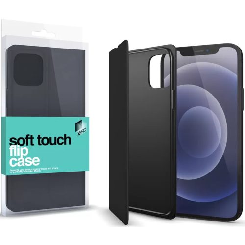 Apple iPhone 11, Oldalra nyíló tok, stand, Xprotector Soft Touch Flip, fekete