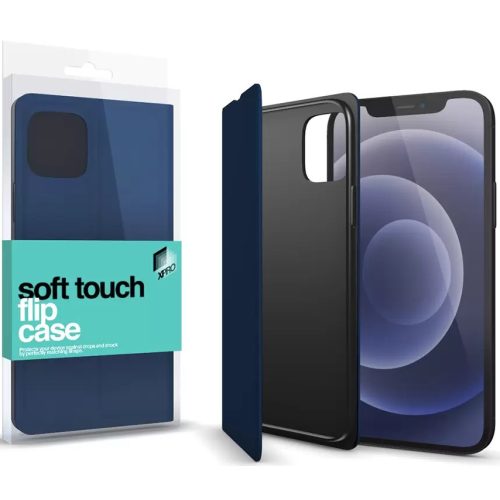 Apple iPhone 11 Pro, Oldalra nyíló tok, stand, Xprotector Soft Touch Flip, sötétkék