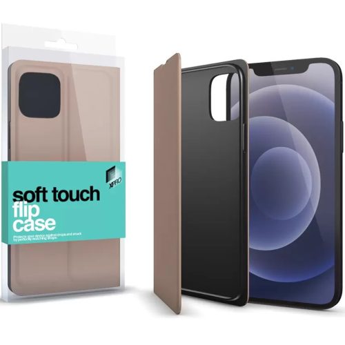 Apple iPhone 11 Pro, Oldalra nyíló tok, stand, Xprotector Soft Touch Flip, vörösarany