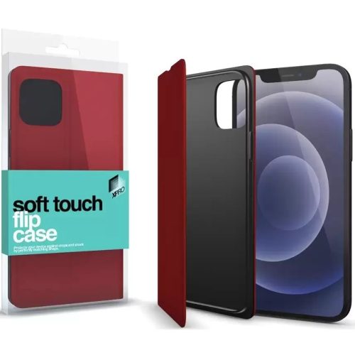 Apple iPhone 11 Pro, Oldalra nyíló tok, stand, Xprotector Soft Touch Flip, piros