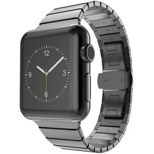 Apple Watch 4-6, SE, SE (2022) (42 / 44 mm) / Watch 7-9 (45 mm) / Watch Ultra 1-2 (49 mm), fém pótszíj, rozsdamentes acél, széles és vékony szemű, Xprotector, fekete