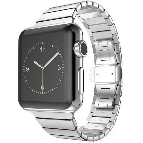 Apple Watch 4-6, SE, SE (2022) (42 / 44 mm) / Watch 7-9 (45 mm) / Watch Ultra 1-2 (49 mm), fém pótszíj, rozsdamentes acél, széles és vékony szemű, Xprotector, ezüst
