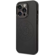   Apple iPhone 14 Pro, Műanyag hátlap védőtok + szilikon keret, bőrhatású hátlap, Karl Lagerfeld logo minta, Karl Lagerfeld Leather Perforated Logo, fekete