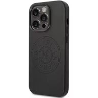   Apple iPhone 14 Pro Max, Műanyag hátlap védőtok + szilikon keret, bőrhatású hátlap, Karl Lagerfeld logo minta, Karl Lagerfeld Leather Perforated Logo, fekete