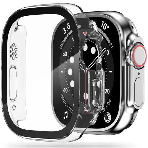 Apple Watch Ultra (49 mm), Műanyag védőkeret, kijelzővédő üveggel, szíj nélkül, TP Defense360, átlátszó