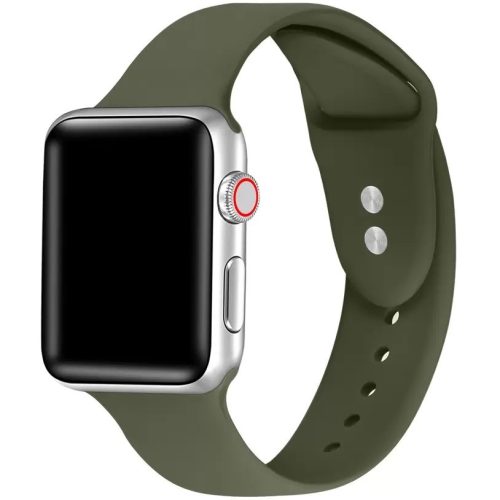 Apple Watch 4-6, SE, SE (2022) (42 / 44 mm) / Watch 7-9 (45 mm) / Watch Ultra 1-2 (49 mm), szilikon pótszíj, állítható, két lyukas rögzítés, Xprotector, sötétzöld