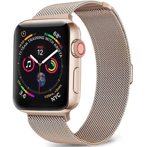 Apple Watch 4-6, SE, SE (2022) (38 / 40 mm) / Watch 7-9 (41 mm), fém pótszíj, milánói stílus, 2 részes, Xprotector, vörösarany