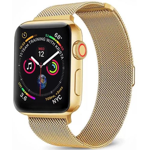 Apple Watch 4-6, SE, SE (2022) (38 / 40 mm) / Watch 7-9 (41 mm), fém pótszíj, milánói stílus, 2 részes, Xprotector, arany
