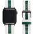 Apple Watch 4-6, SE, SE (2022) (42 / 44 mm) / Watch 7-9 (45 mm) / Watch Ultra 1-2 (49 mm), bőr pótszíj, állítható, zöld csíkkal, Xprotector, fehér
