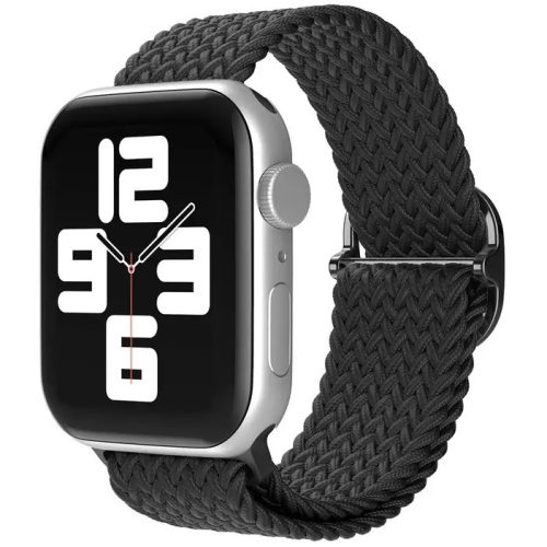 Apple Watch 4-6, SE, SE (2022) (42 / 44 mm) / Watch 7-9 (45 mm) / Watch Ultra 1-2 (49 mm), textíl pótszíj, körpánt, szőtt stílusú, Xprotector, fekete