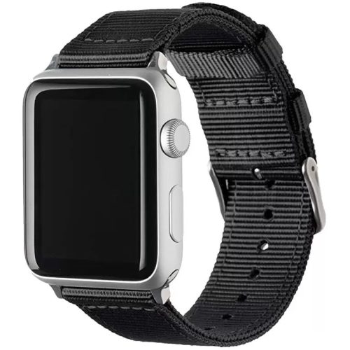 Apple Watch 4-6, SE, SE (2022) (38 / 40 mm) / Watch 7-9 (41 mm), műanyag pótszíj, szőtt, állítható, szőtt szíjtartó, Xprotector, fekete