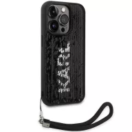   Apple iPhone 13 Pro, Műanyag hátlap védőtok + szilikon keret, színváltós hátlap, kézpánttal, Karl minta, Karl Lagerfeld Sequins Reversible, ezüst/fekete