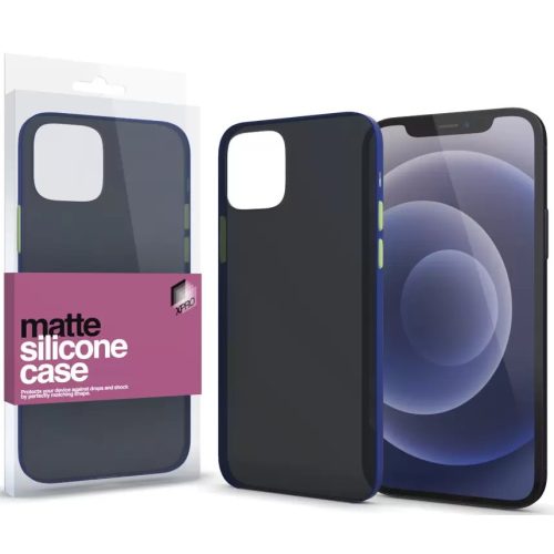 Apple iPhone 15 Pro, Szilikon tok, színes gombokkal, Xprotector Matte, áttetsző/kék