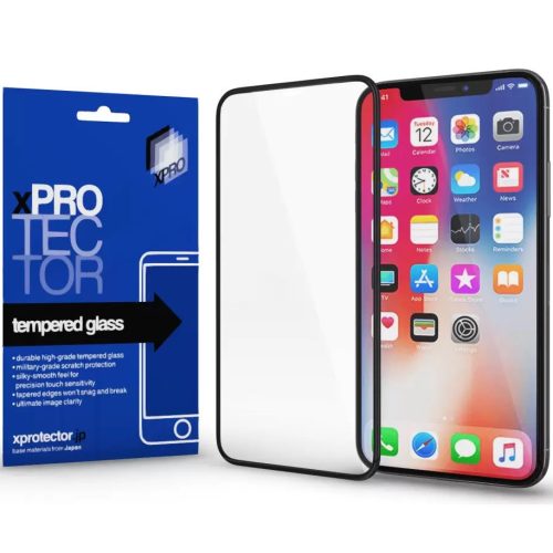 Apple iPhone 16 Pro, Kijelzővédő fólia, ütésálló fólia (az íves részre is!), Tempered Glass (edzett üveg), Xprotector Full 3D, fekete