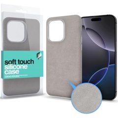   Apple iPhone 16, Műanyag hátlap védőtok, közepesen ütésálló, mikroszálas hátlap, Xprotector Soft Velvet, szürke