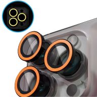   Apple iPhone 16 Pro / 16 Pro Max, Kamera lencsevédő fólia, ütésálló fólia, Tempered Glass (edzett üveg), sötétben világít, Xprotector Luminous, narancssárga