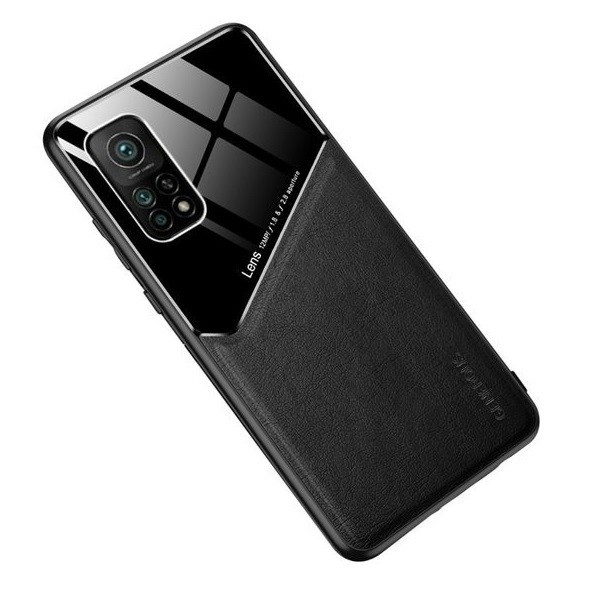 Huawei Mate 40 Pro Plus, Szilikon tok, bőr és plexi hátlap, közepesen ütésálló, mágneses tartóval kompatibilis, Wooze Texture, fekete termék 2. képe