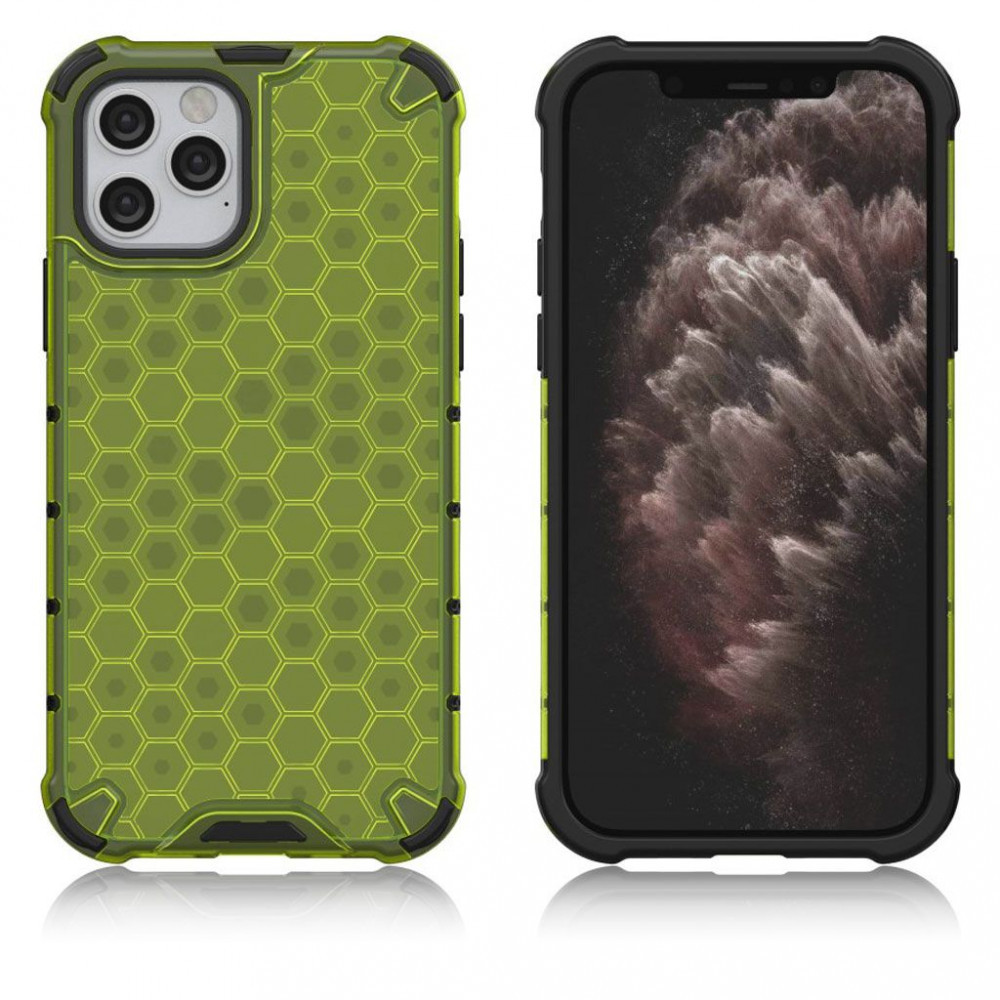 OnePlus 9 Pro, Műanyag hátlap védőtok, közepesen ütésálló, légpárnás sarok, méhsejt minta, Wooze Honey, sárga termék 2. képe